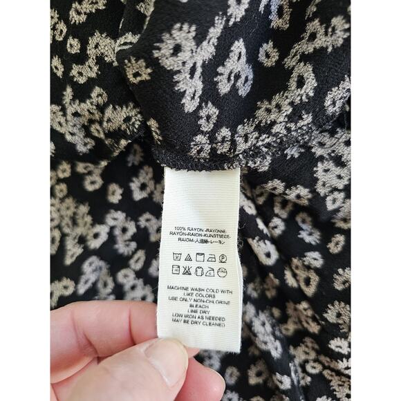 Free People Floral Bell Sleeve Babydoll Dress M Tunic Lace Trim M Festival Boho - Picture 6 of 8